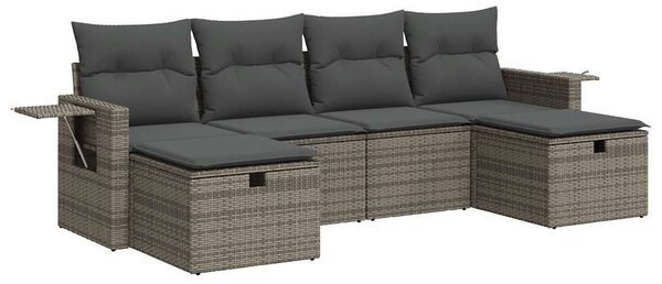 VidaXL Polyrattan Kerti Ülőgarnitúra - 6 részes - Szürke