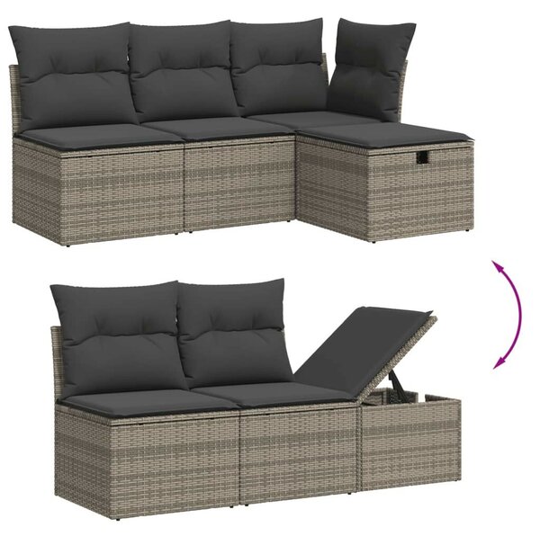 VidaXL Polyrattan Kerti Ülőgarnitúra - 6 részes, Szürke
