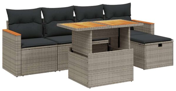 VidaXL Polyrattan Kerti Ülőgarnitúra - 6 részes, Szürke