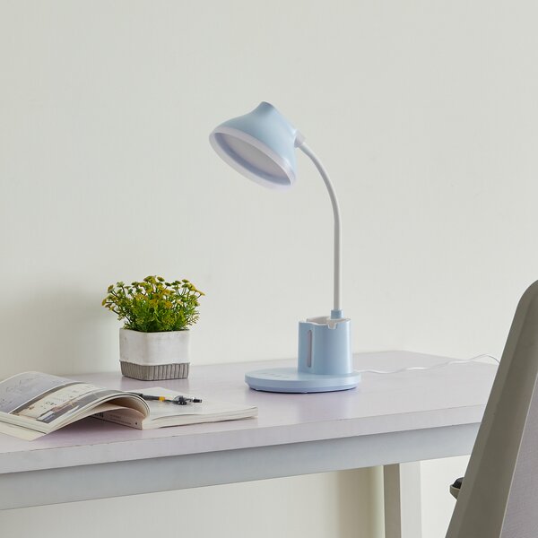 Asztali lámpa Lindby, Zephyra, dimmable, Kék, Dolgozószoba / iroda, Műanyag, Modern