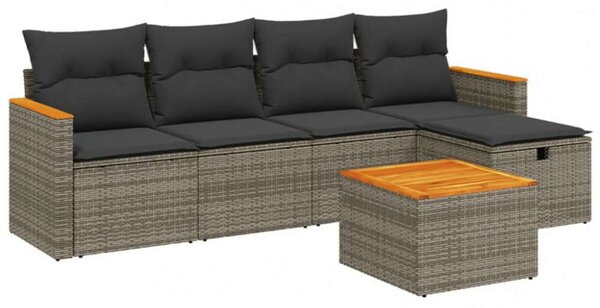 VidaXL Polyrattan Kerti Ülőgarnitúra - 6 részes, Szürke