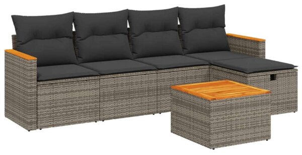 VidaXL Polyrattan Kerti Ülőgarnitúra - 6 részes, Szürke