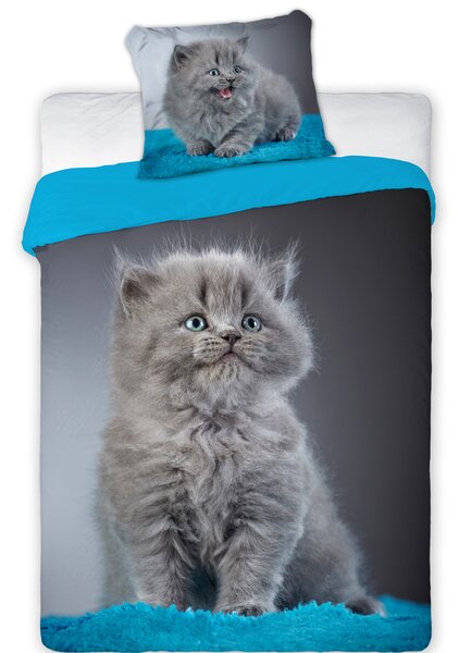Homa CAT sivé szürke pamut ágynemű 140x200 cm