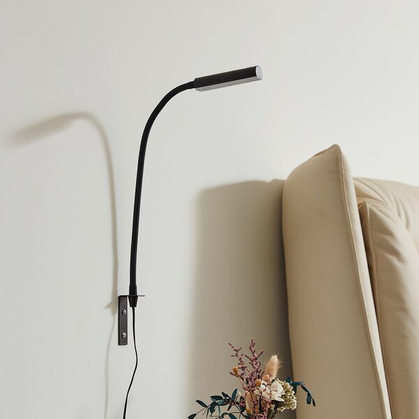 Fali Lámpa Lindby, Flexola, dimmable, Fekete, Hálószoba, Fém