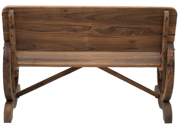 Kerti pad kocsikerék karfákkal, rusztikus pad, tömör fa, barna, 114 x 58 x 80 cm