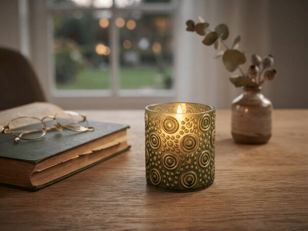 Zöld ANTIC GOLD teamécsestartó 7,5x8 cm