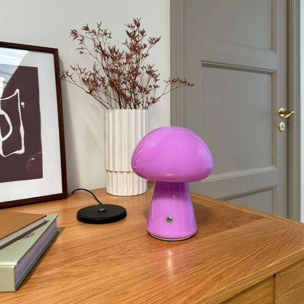 Asztali lámpa Dyberg Larsen, Morkel Mushroom, dimmable, Lila, Nappali, Üveg, Skandináv