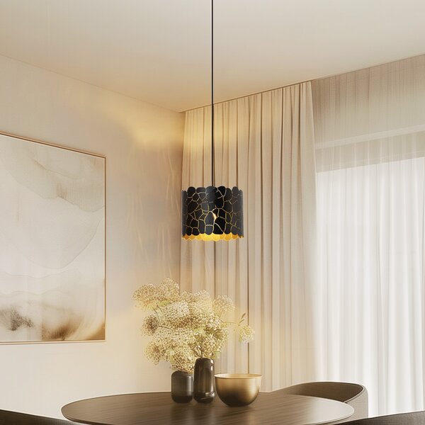 Függőlámpa Lindby, Aralena, dimmable, Fekete, Nappali, Fém, Modern