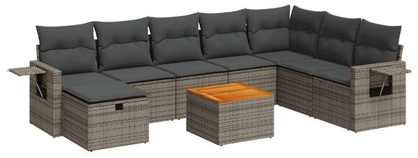VidaXL Polyrattan Kerti Ülőgarnitúra - 9 részes - Szürke