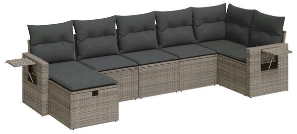 VidaXL Polyrattan Kerti Ülőgarnitúra - 7 részes - Szürke
