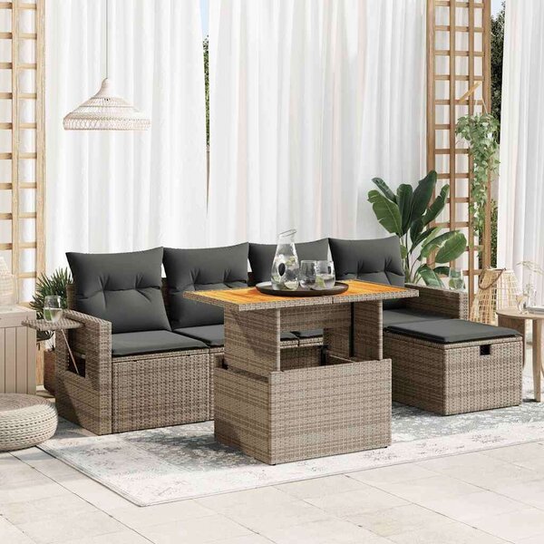 VidaXL Polyrattan Kerti Ülőgarnitúra - 6 részes, Szürke