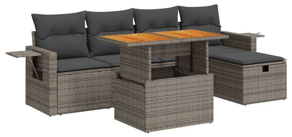 VidaXL Polyrattan Kerti Ülőgarnitúra - 6 részes, Szürke