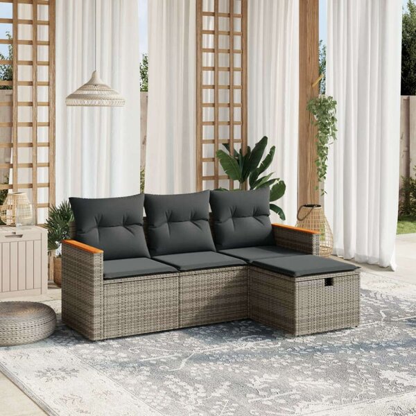 VidaXL Polyrattan Kerti Ülőgarnitúra - 4 részes - Szürke