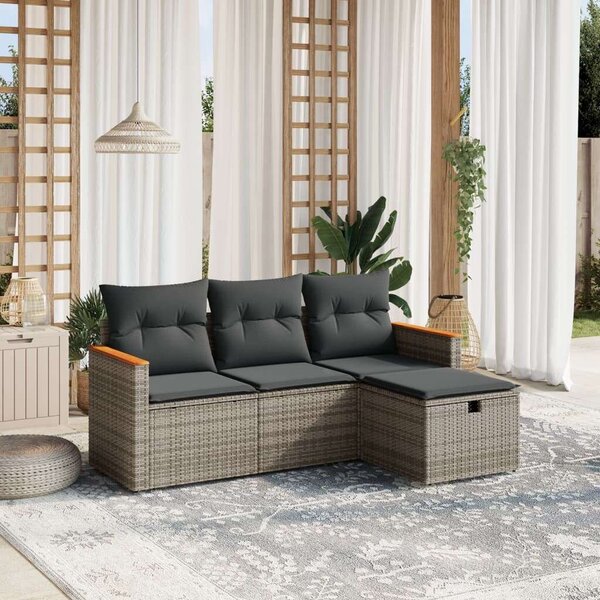 VidaXL Polyrattan Kerti Ülőgarnitúra - 4 részes - Szürke