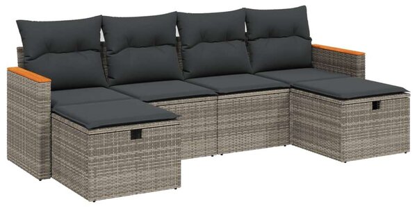 Polyrattan Kerti Ülőgarnitúra - 6 részes - Szürke