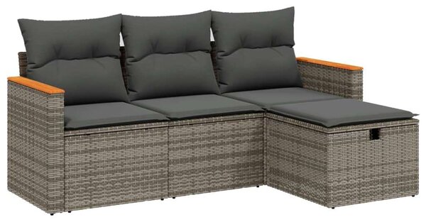 VidaXL Polyrattan Kerti Ülőgarnitúra - 4 részes - Szürke
