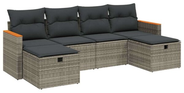Polyrattan Kerti Ülőgarnitúra - 6 részes - Szürke
