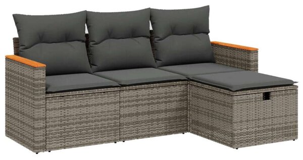 VidaXL Polyrattan Kerti Ülőgarnitúra - 4 részes - Szürke
