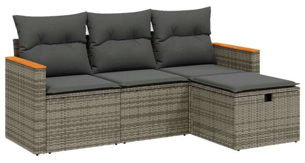 VidaXL Polyrattan Kerti Ülőgarnitúra - 4 részes - Szürke