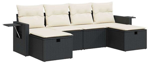 VidaXL Polyrattan Kerti Ülőgarnitúra - 6 részes - Fekete