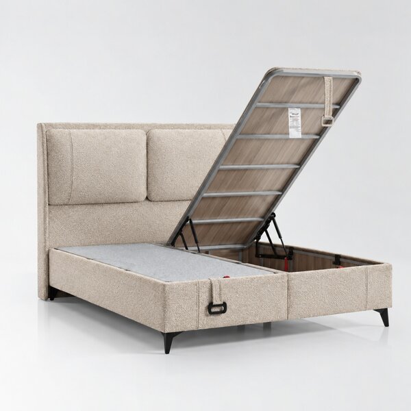 Livora Aloe Premium Ágykeret - 160x200 cm - Beige Ágyneműtartós Ágykeret
