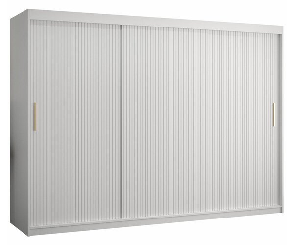 Gardróbszekrény Anulio II, Közepes sűrűségű farostlemez, Laminált forgácslap, 200x250x62cm, Fehér