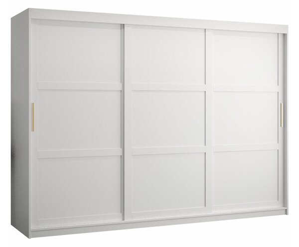 Gardróbszekrény Ferfere 102, Közepes sűrűségű farostlemez, Laminált forgácslap, 200x250x62cm, Fehér