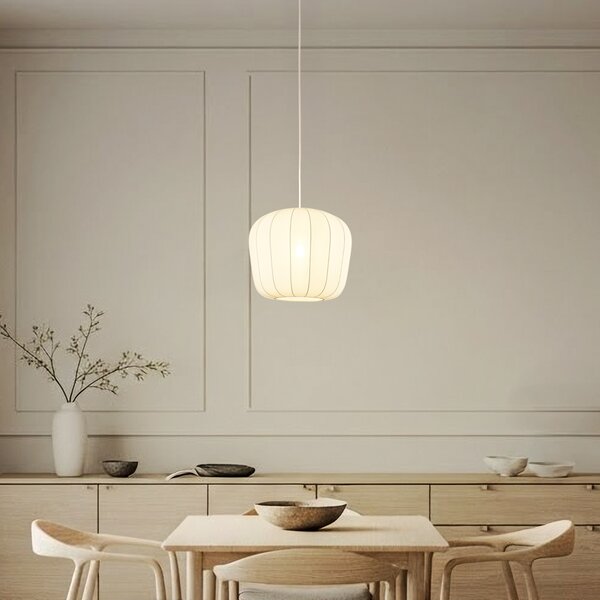 Függőlámpa Lindby, Helin, dimmable, Fehér, Étkező, Szövet / Textília, Modern