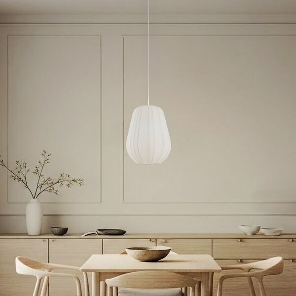 Függőlámpa Lindby, Helin, dimmable, Fehér, Étkező, Szövet / Textília, Modern