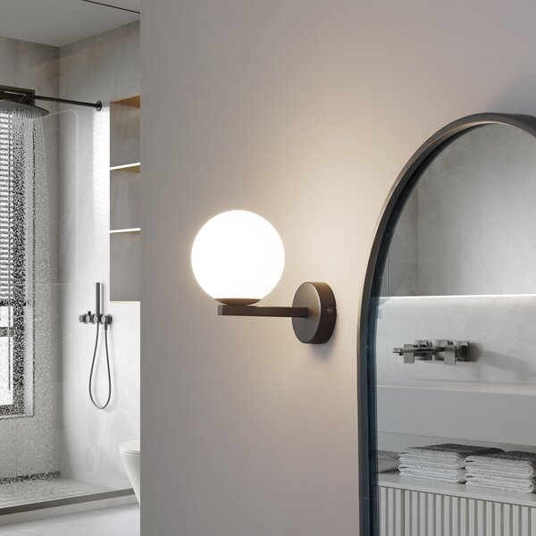 Fali Lámpa Lucande, Bidolo, dimmable, Fekete, Fürdőszoba, Üveg