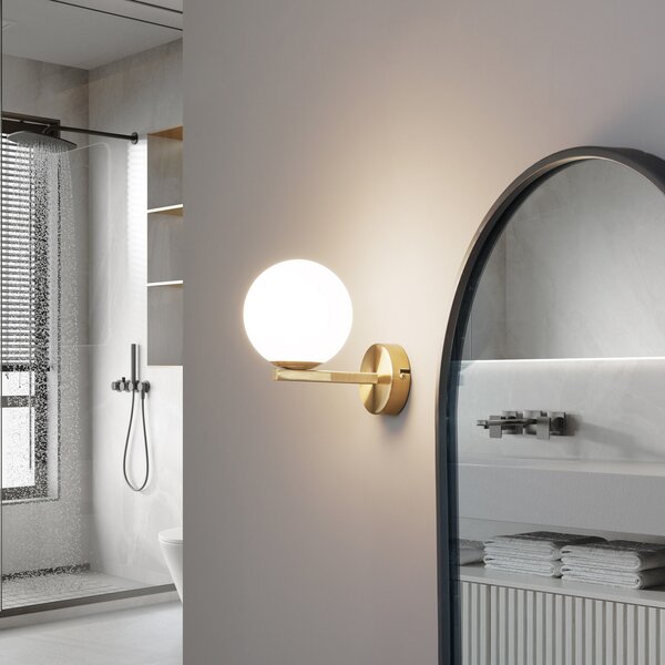 Fali Lámpa Lucande, Bidolo, dimmable, Arany / Sárgaréz, Fürdőszoba, Üveg
