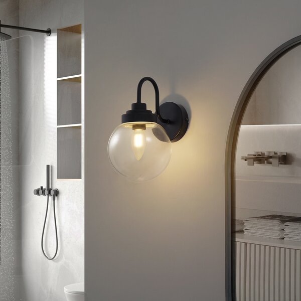 Fali Lámpa Lucande, Badolo, dimmable, Fekete, Fürdőszoba