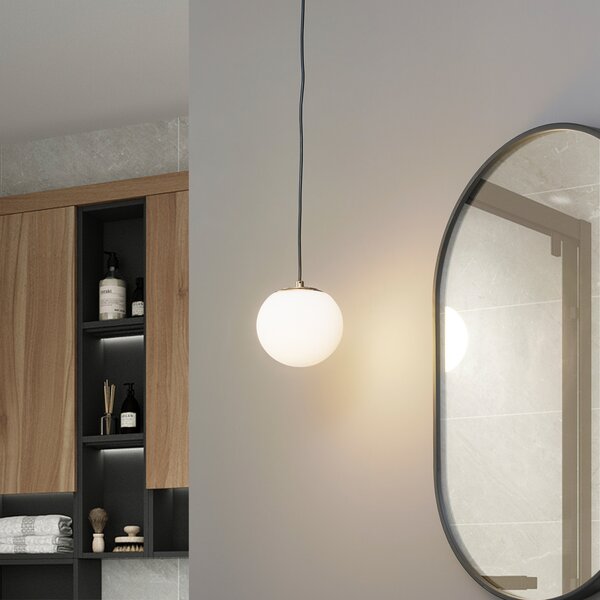 Függőlámpa Lucande, Bidolo, dimmable, Arany / Sárgaréz, Fürdőszoba, Üveg