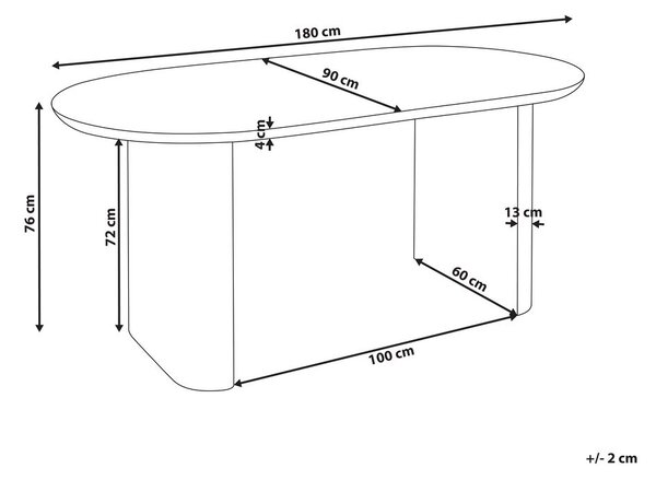 Étkezőasztal MOBERLY Fehér 180 cm 90 cm