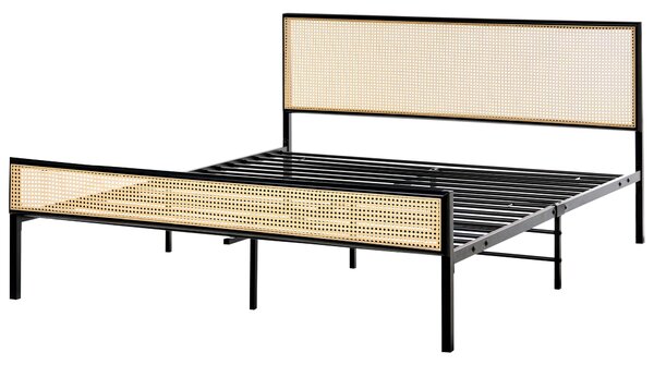 Ágy PE Rattan AVANTON 160 x 200 cm Fekete