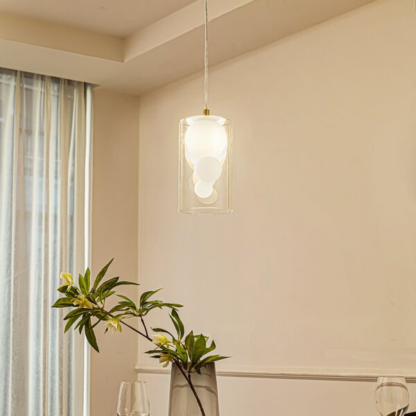 Függőlámpa Lindby, Kupla, dimmable, Átlátszó, Nappali, Üveg, Modern
