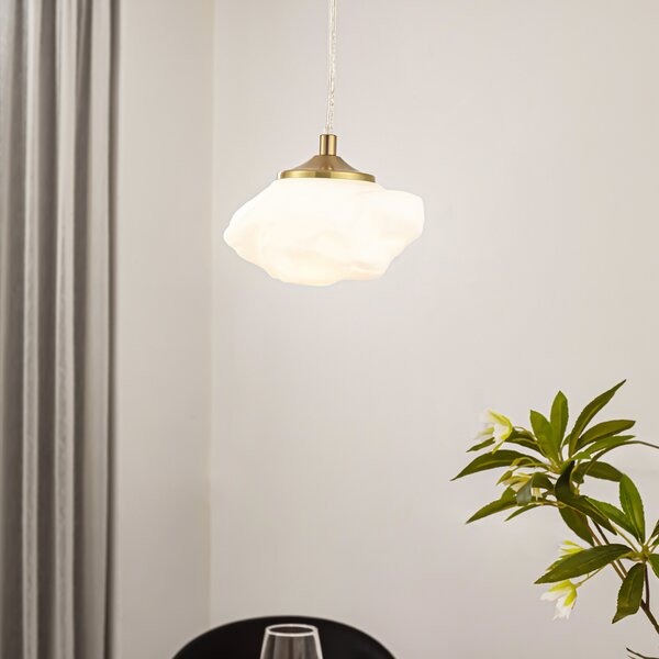 Függőlámpa Lindby, Piatra, dimmable, Fehér, Nappali, Üveg, Modern