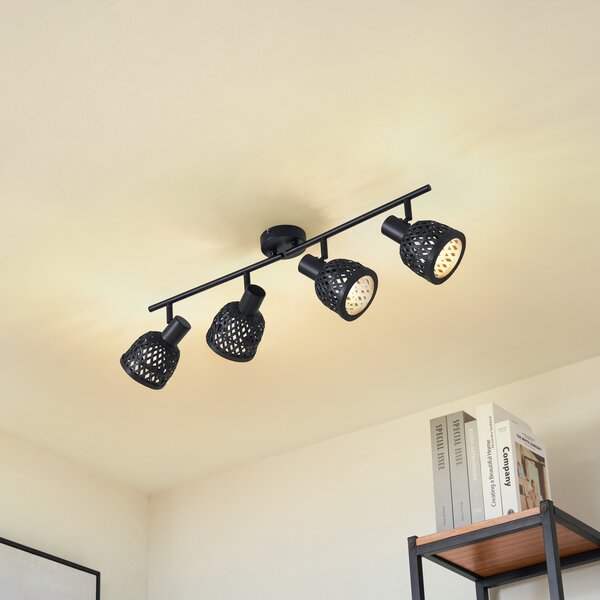 Mennyezeti Lámpa Lindby, Eskil, dimmable, Fekete, Étkező, Bambusz, Modern