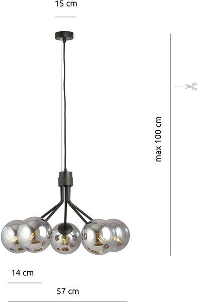 Emibig modern függeszték nova fekete grafit emi1140/5