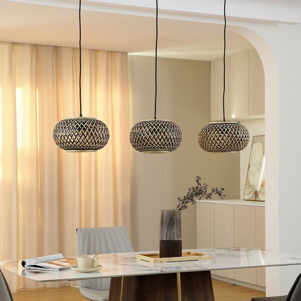 Függőlámpa Lindby, Nerys, dimmable, Fa, Konyha, Fa