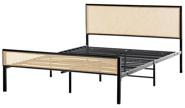 Ágy PE Rattan AVANTON 140 x 200 cm Fekete