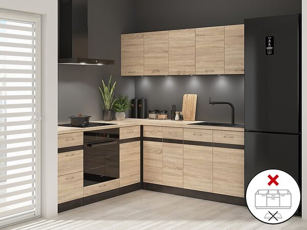 Sarokkonyha Junona Line 200 + 200 cm (wenge + sonoma tölgy)