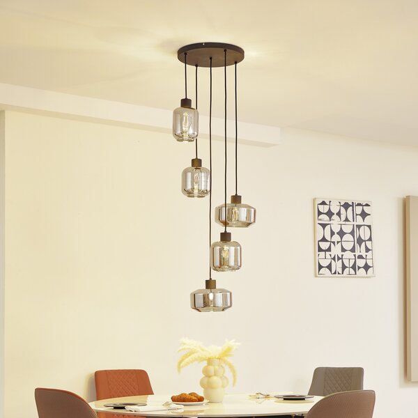 Függőlámpa Lindby, Hildur, dimmable, Szürke, Nappali, Üveg