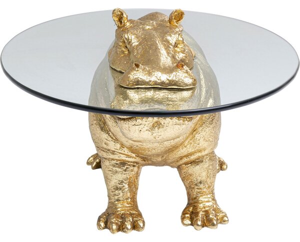 Kare Design Hippo Dohányzóasztal Arany Üveglappal