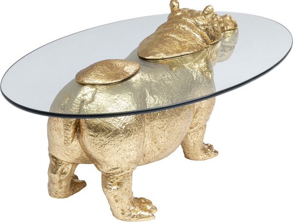 Kare Design Hippo Dohányzóasztal Arany Üveglappal
