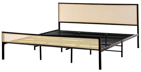 Ágy PE Rattan AVANTON 180 x 200 cm Fekete