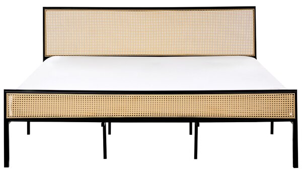 Ágy PE Rattan AVANTON 180 x 200 cm Fekete