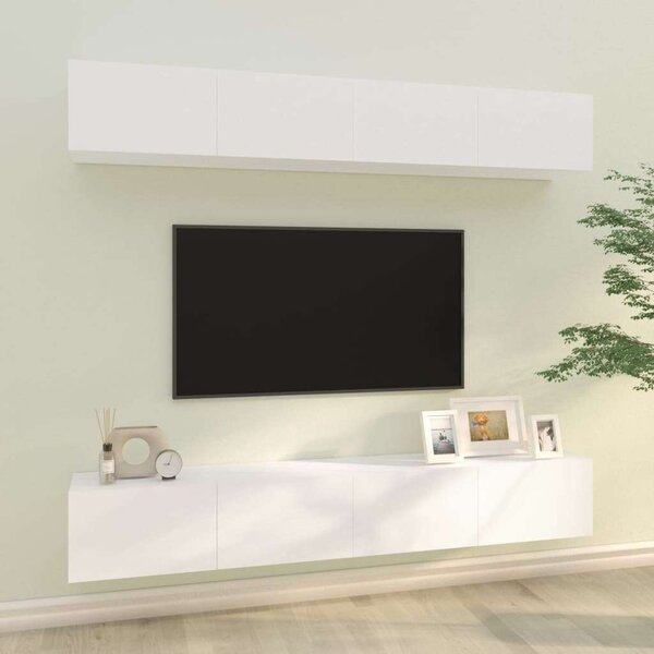 4 db Fehér Fali TV Szekrény - 100x30x30 cm