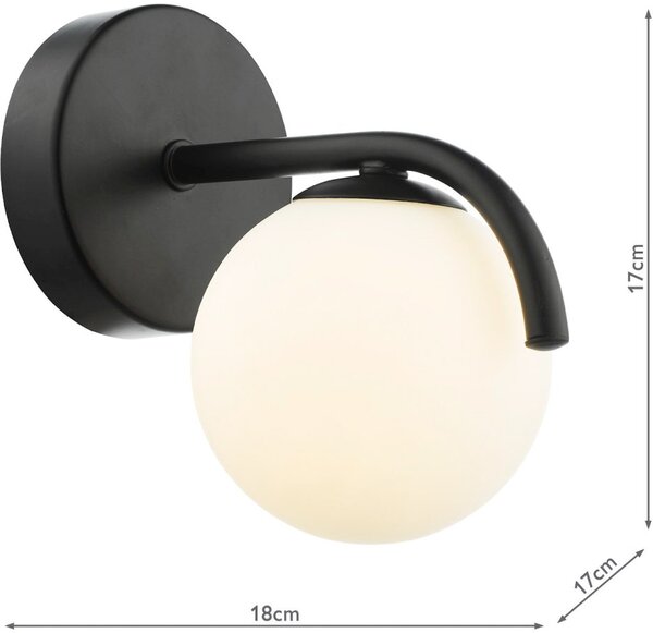 Dar Lighting modern fali lámpa orlena fehér matt fekete darorl0722