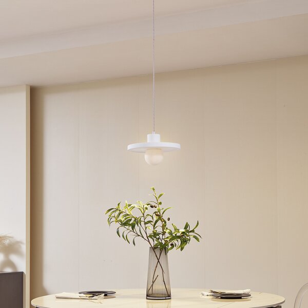 Függőlámpa Lindby, Nielson, dimmable, Fehér, Nappali, Gipsz / Agyag, Modern